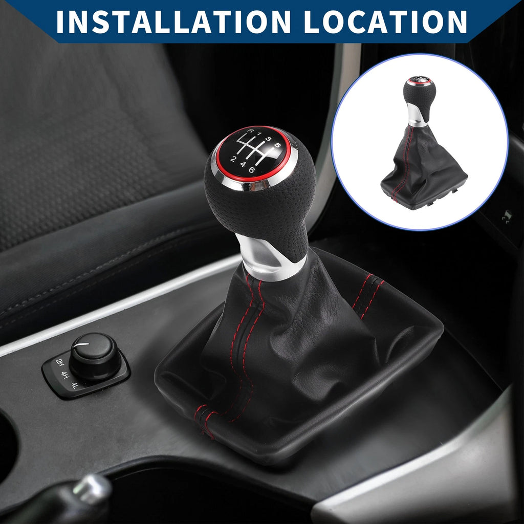 6 Speed Gear Shift Knob with Dust Cover for Audi A4 (2007–2015) Faux Leather Black