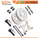 Front Control Arm Tie Rod End Kit & Brake Rotor Pad for Cadillac DTS (2006–2011)