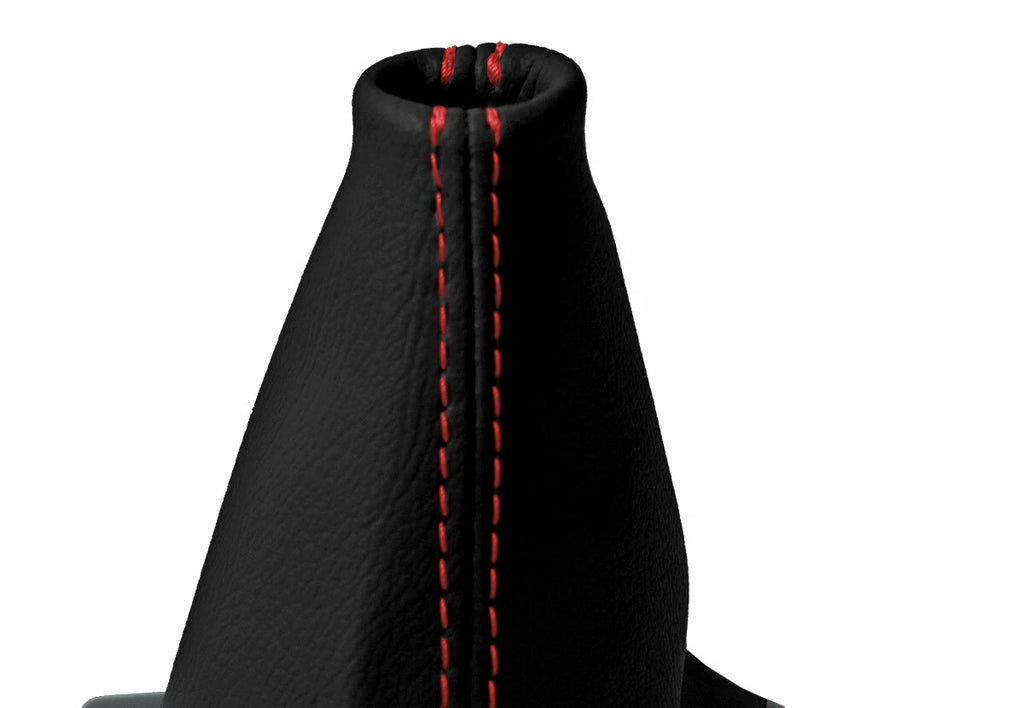 Leather Automatic Shift Boot Cover for Kia Optima (2011–2015) Black Red Stitch