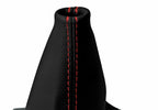 Leather Automatic Shift Boot Cover for Kia Optima (2011–2015) Black Red Stitch