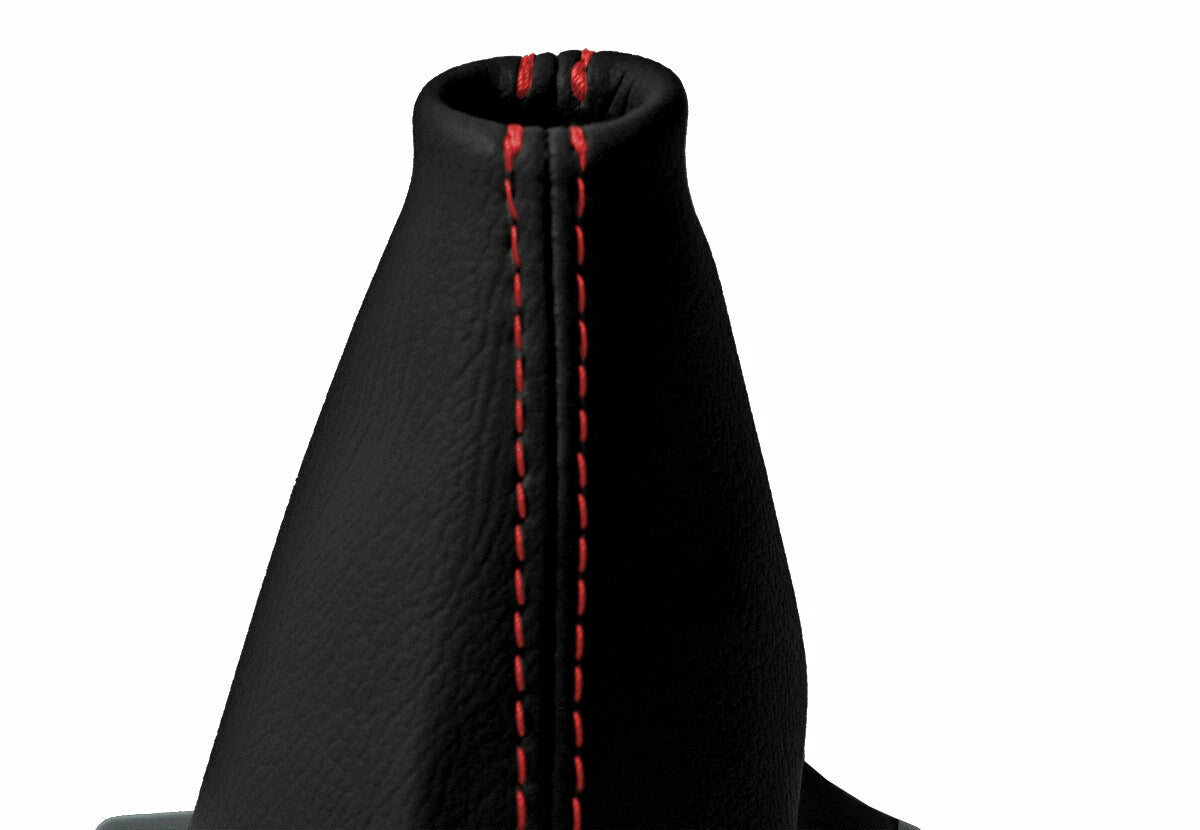 Leather Automatic Shift Boot Cover for Kia Optima (2011–2015) Black Red Stitch