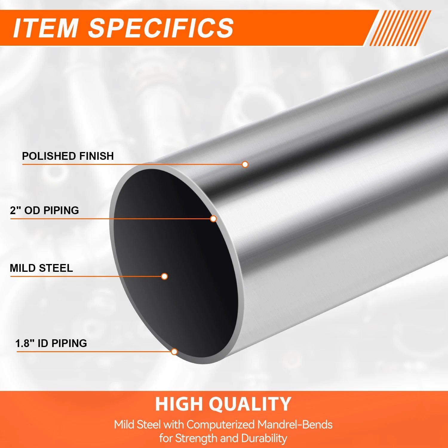 2"OD Mild Steel 90&180 Degree U-Bend Exhaust Pipes for Custom Applications