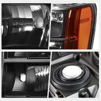 Black Housing Headlight Amber Corner Signal Lamps for GMC Sierra (2007–2014)