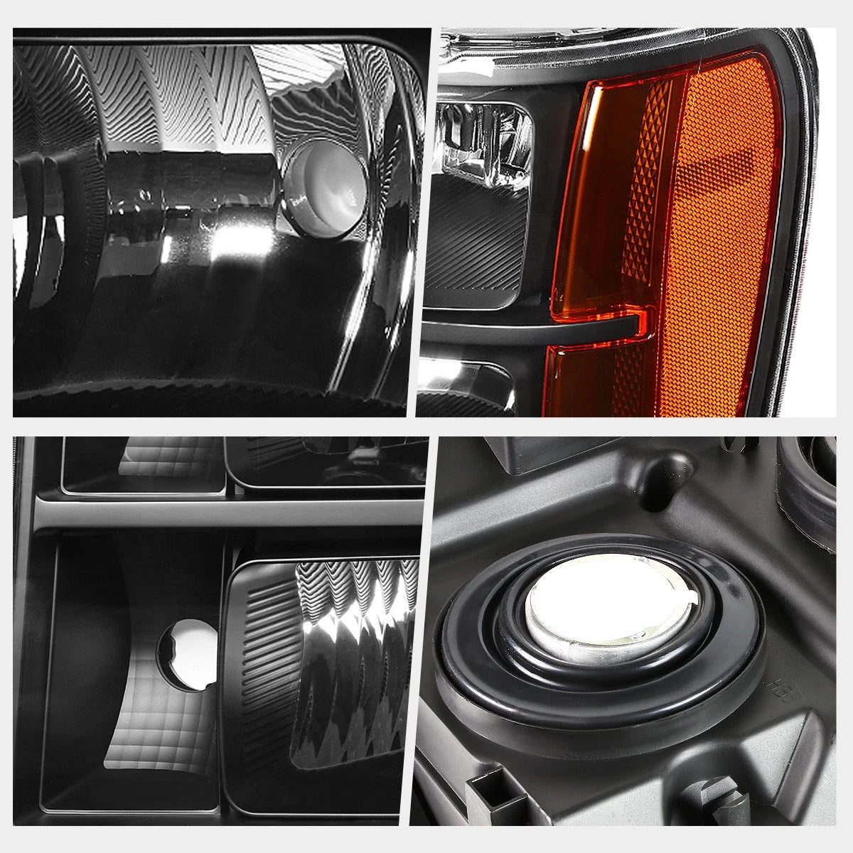 Black Housing Headlight Amber Corner Signal Lamps for GMC Sierra (2007–2014)