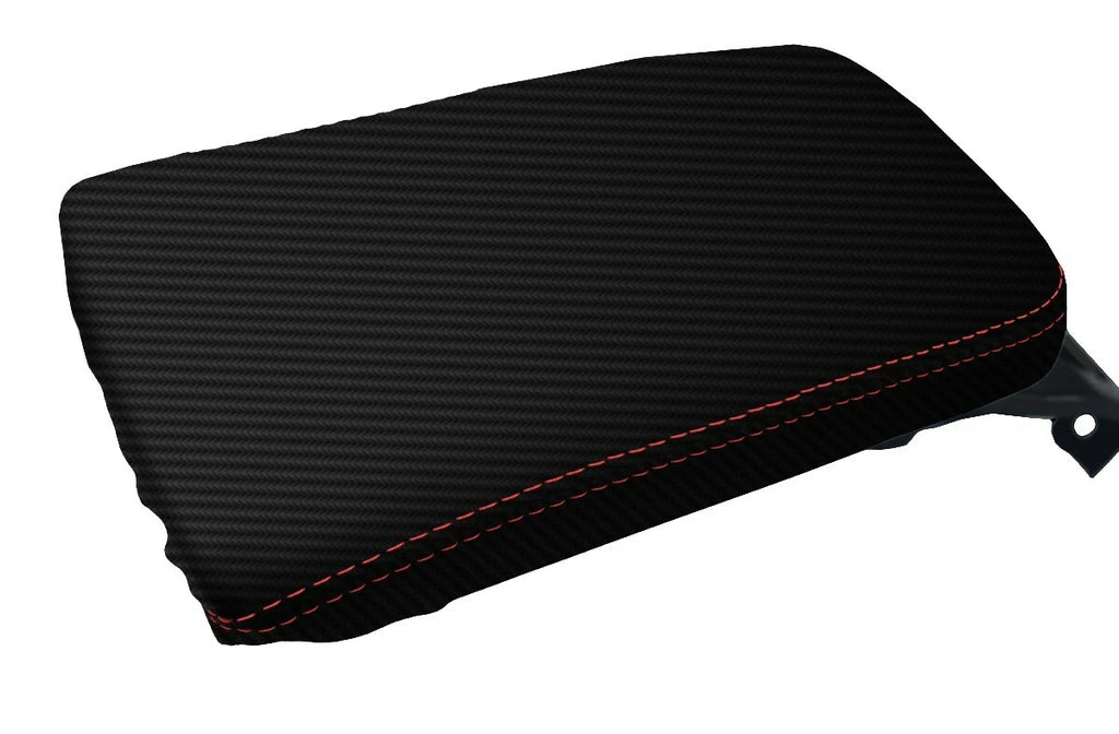 Console Lid Armrest Cover for Lexus CT200H (2011–2016) Carbon Fiber Red Stitch