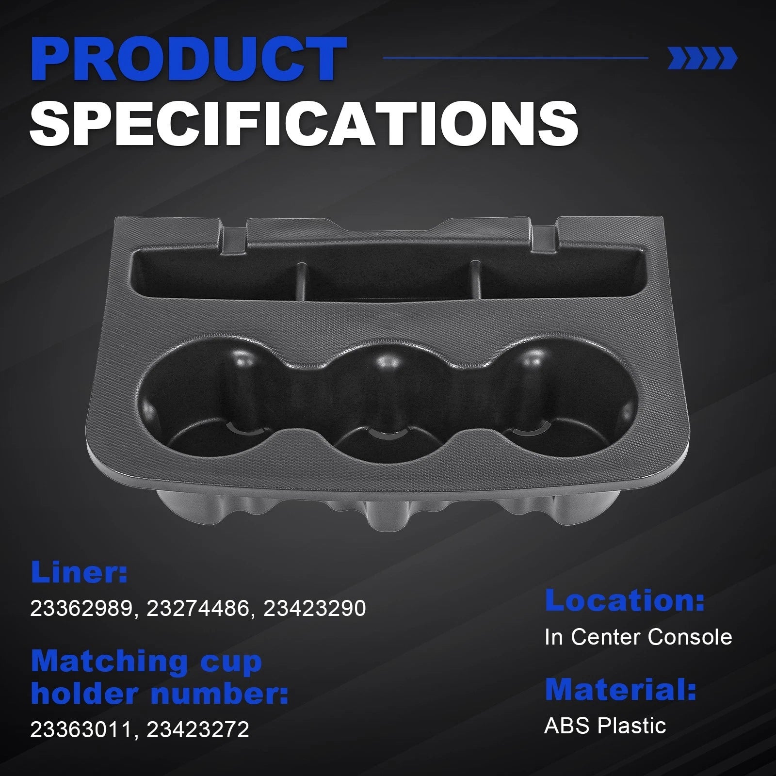 Cup Holder Liner for 2015-2018 Silverado Sierra (Holds 3 Cups)