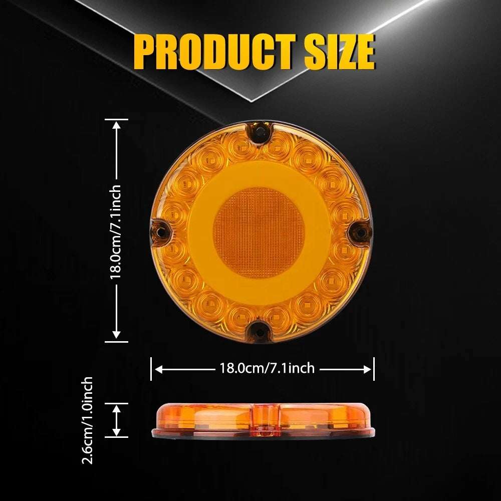 Set of 4 7" Round Amber 36-LED Tail Lights for School Bus Transit Vehicles