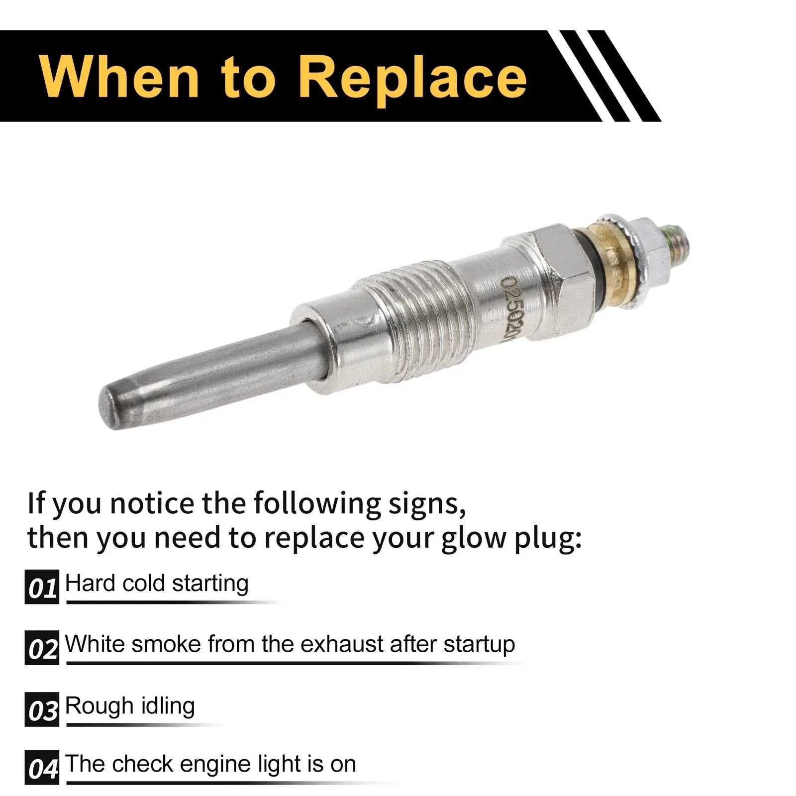 Glow Plug for Diesel Engine - Silver Tone Steel (250201039)