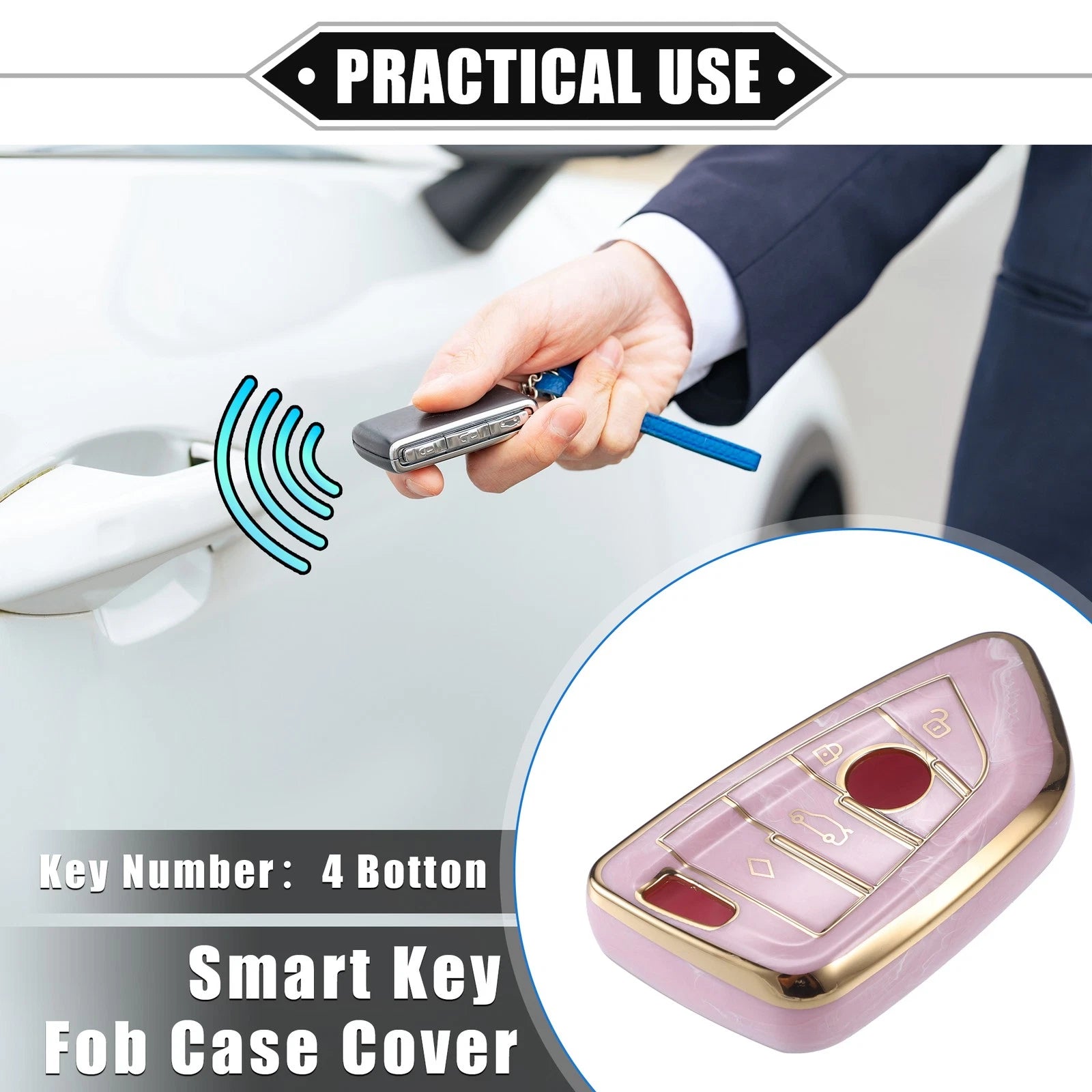 Set of 4 TPU Smart Key Fob Covers for BMW 3 4 5 6 7 Series (766549603682)