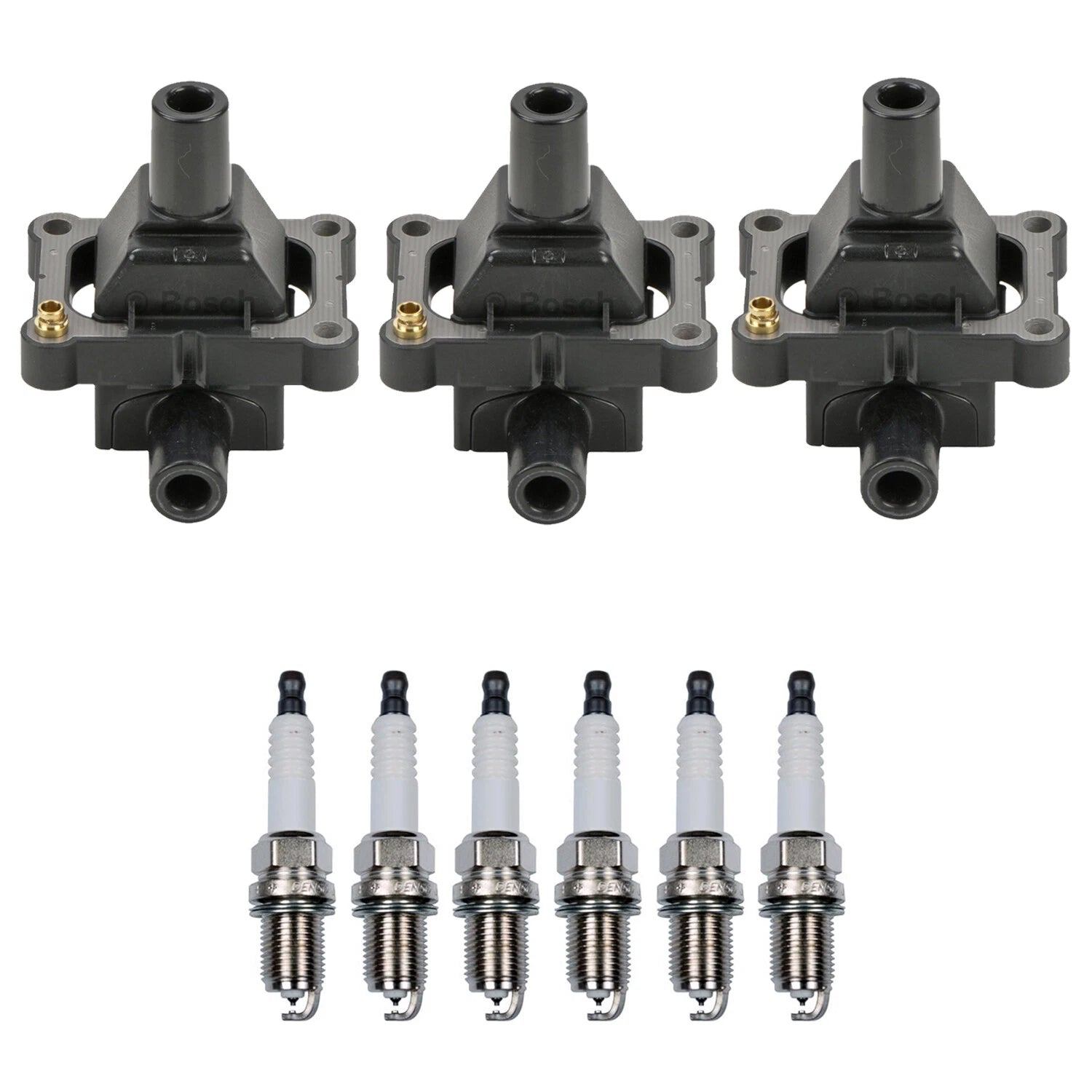 Set of 3 Ignition Coils & 6 Platinum Spark Plugs for Mercedes W124 W202 R129