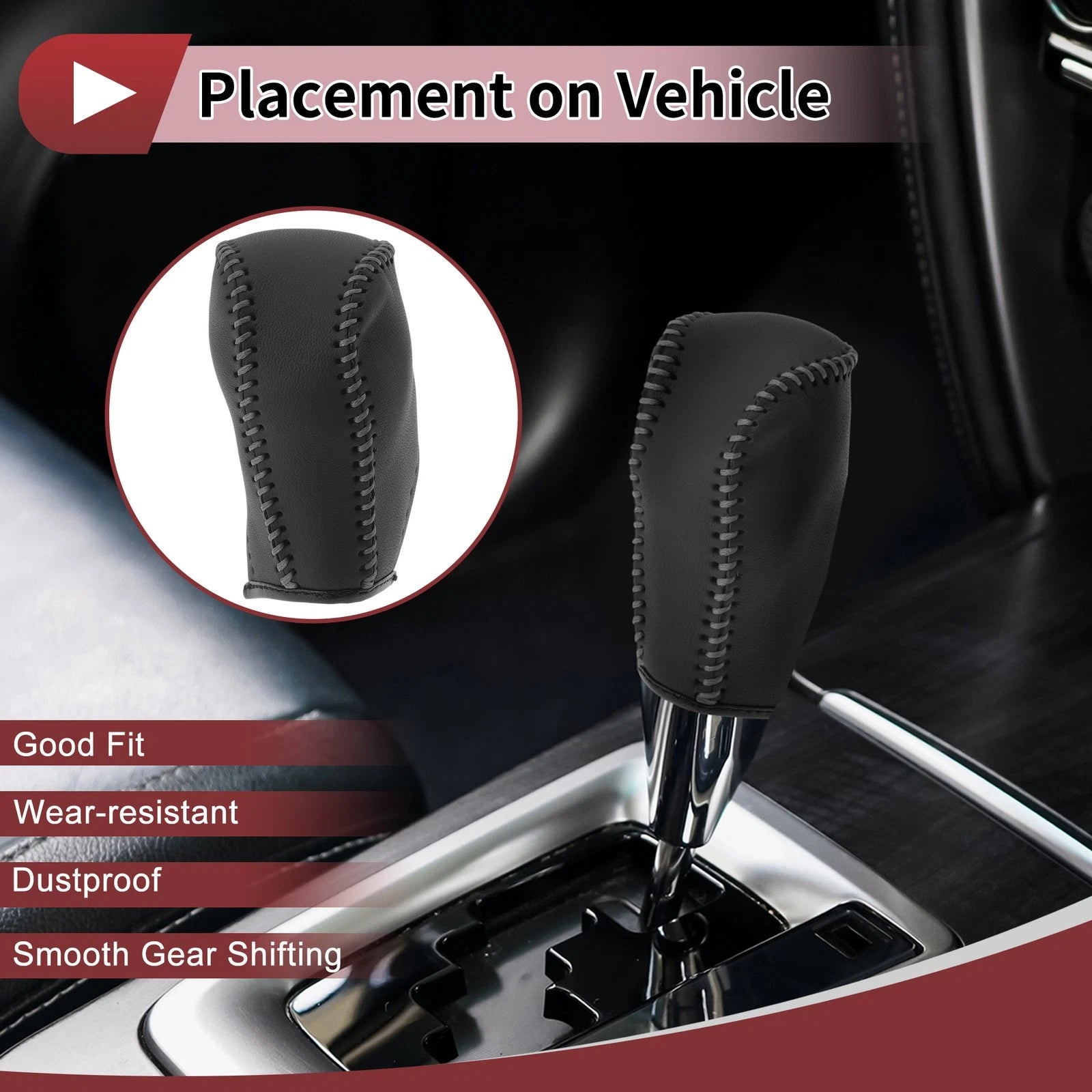 Gear Shift Knob Cover for Toyota Corolla (2014–2018) Gray Faux Leather