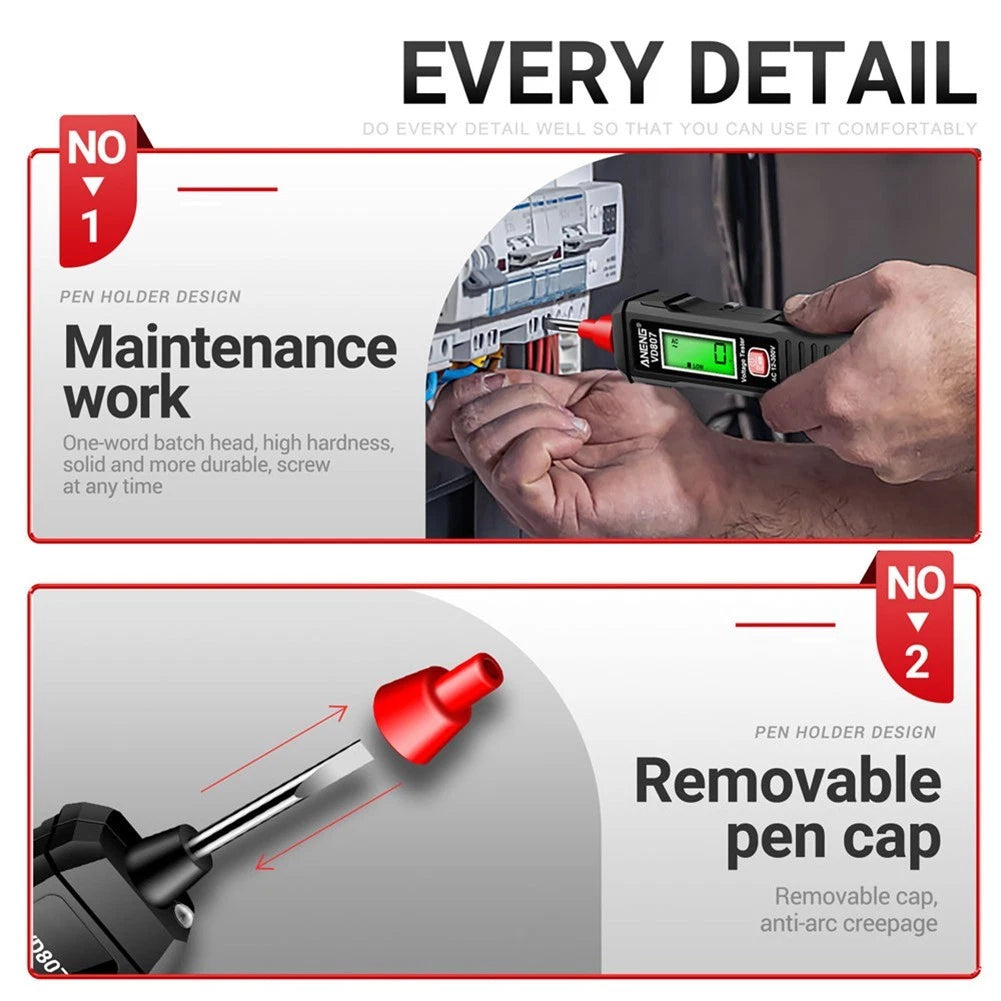 Digital Display Test Pen for Easy Identification of Live and Neutral Wires