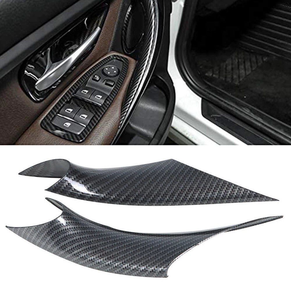 2X Carbon Fiber Inner Door Handle Covers for BMW 3 Series (2012-2019)
