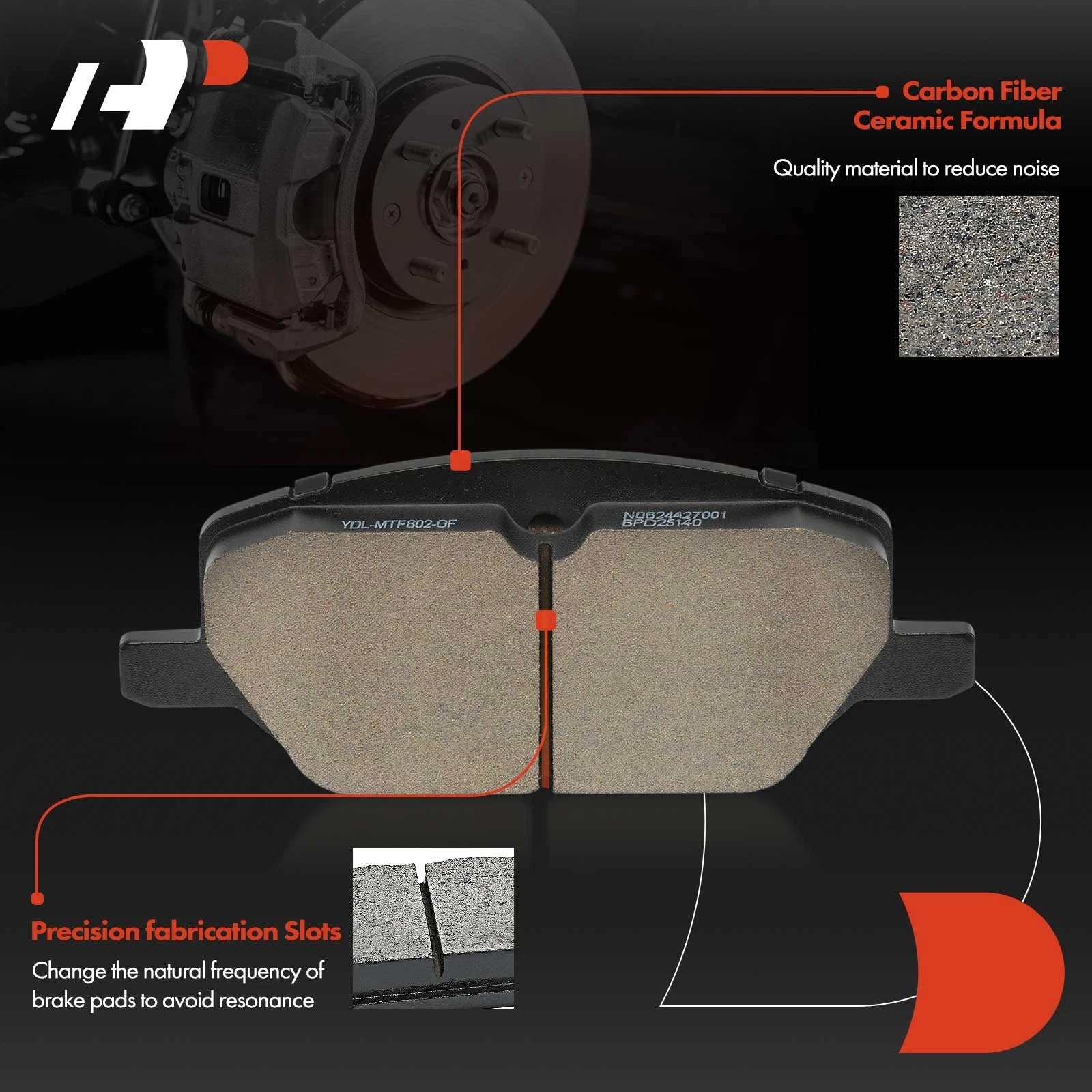 Set of 4 Front Ceramic Brake Pads for GMC Terrain, Chevy Camaro