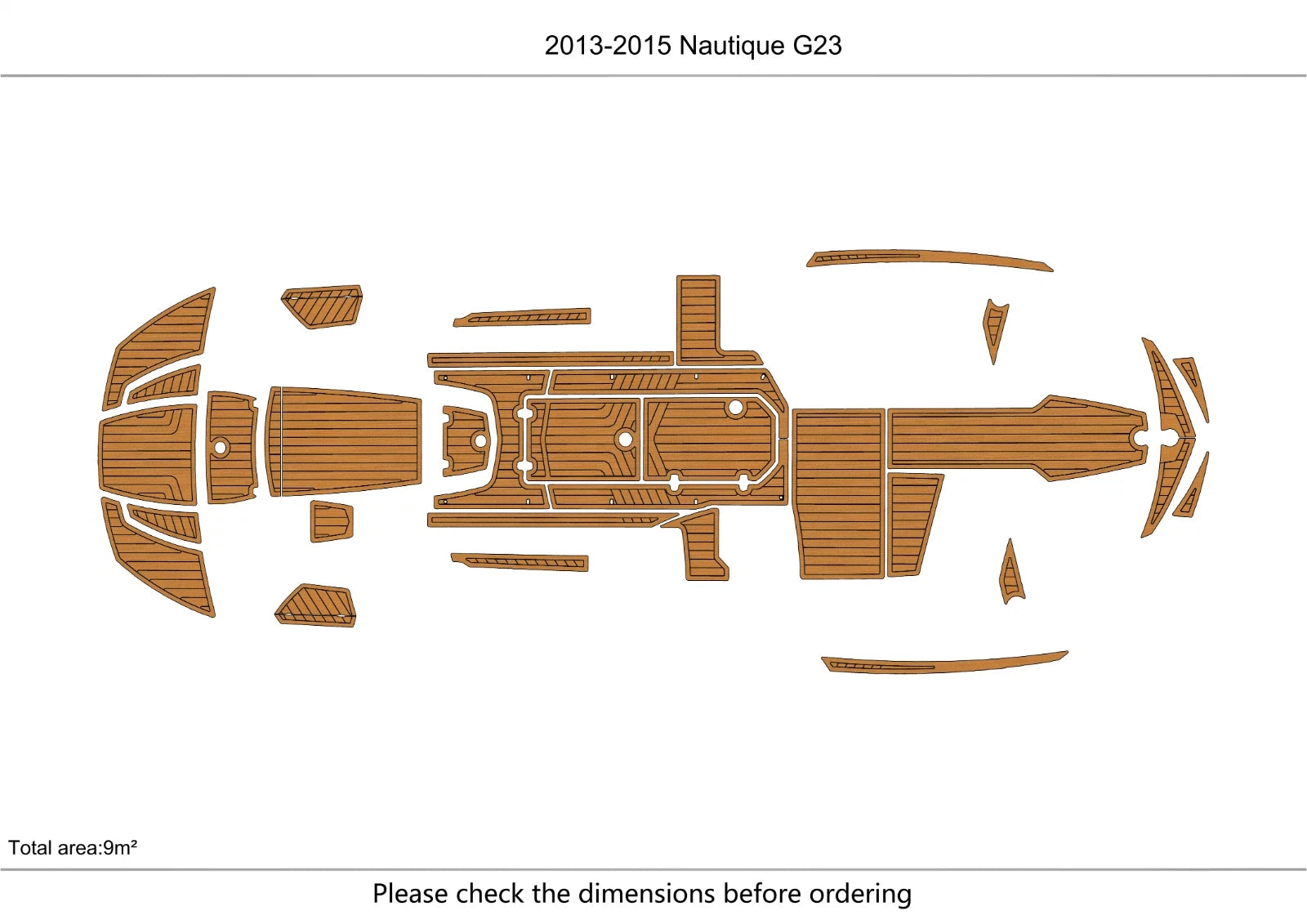 EVA Foam Teak Deck Floor Mat for Nautique G23 (2013–2015)