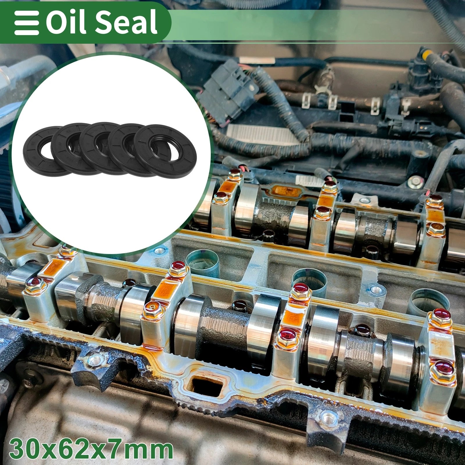 Set of 5 Oil Seal TG4 Lip Seal Ring NBR Rubber 30x62x7mm