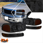 Smoked Housing Bumper Headlight Amber Corner Lamps for Sierra/Yukon (1999–2007)