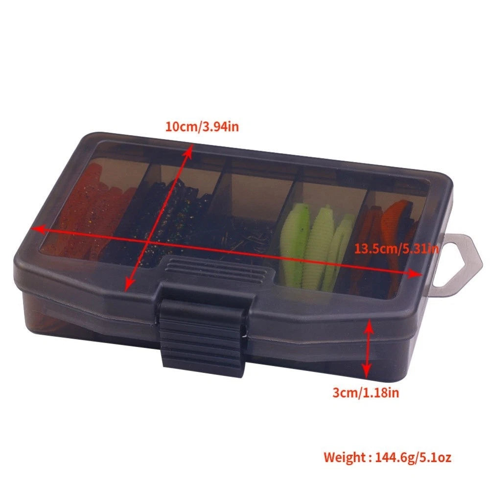 Set of 60 Soft Fishing Lures 6cm with Hooks and Storage Box for Freshwater Fish