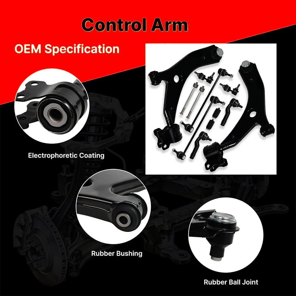 12Pcs Control Arm Set Suspension Kit for Mazda 3 (2004–2009)