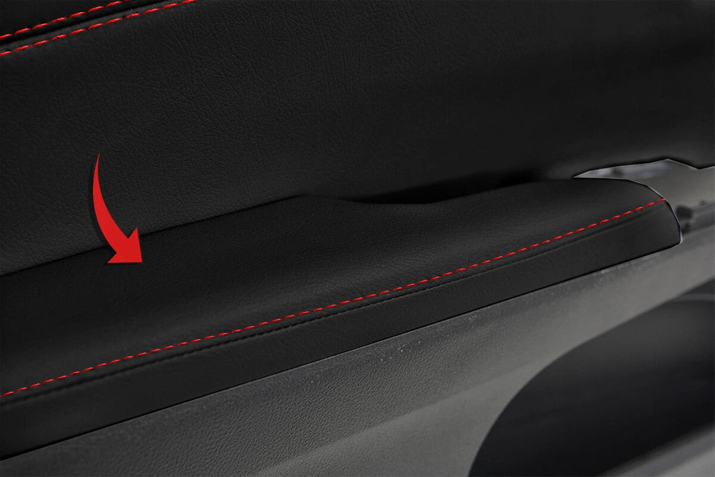 Armrest Door Panel Cover Leather for Toyota Avalon (2013–2018) Red Stitch