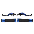 Blue Extendable Brake Clutch Levers Grips Set for Kawasaki ZX10R/RR (2004-2023)