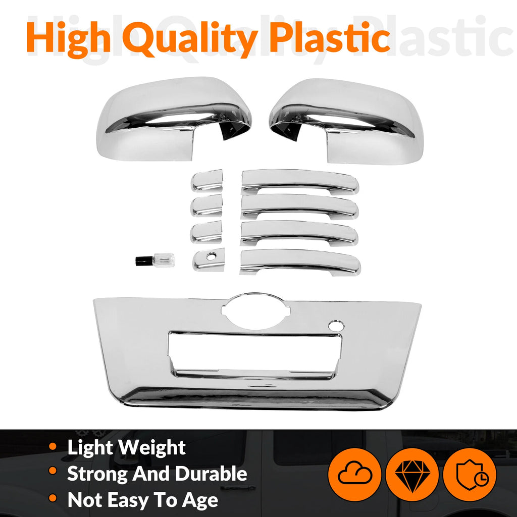 Chrome Mirror & Door Handle Set for Nissan Frontier (2013–2019) - PSG Key, Tailgate Cover