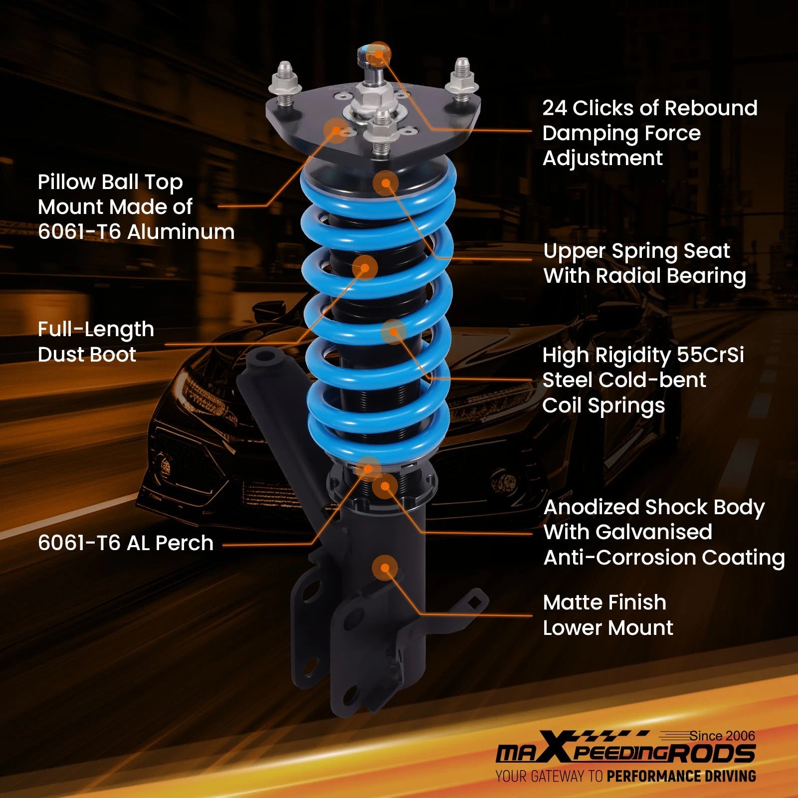 Coilover Suspension Kit for Honda Civic (2001-2005) 24-Way Adjustable