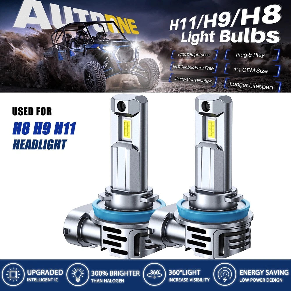 H11 H8 H9 LED Headlight Kit for High Low Beam (10000lm, 6500K)