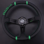 14" Deep Dish Drifting Sport Steering Wheel for Universal Fit (Racing Green)
