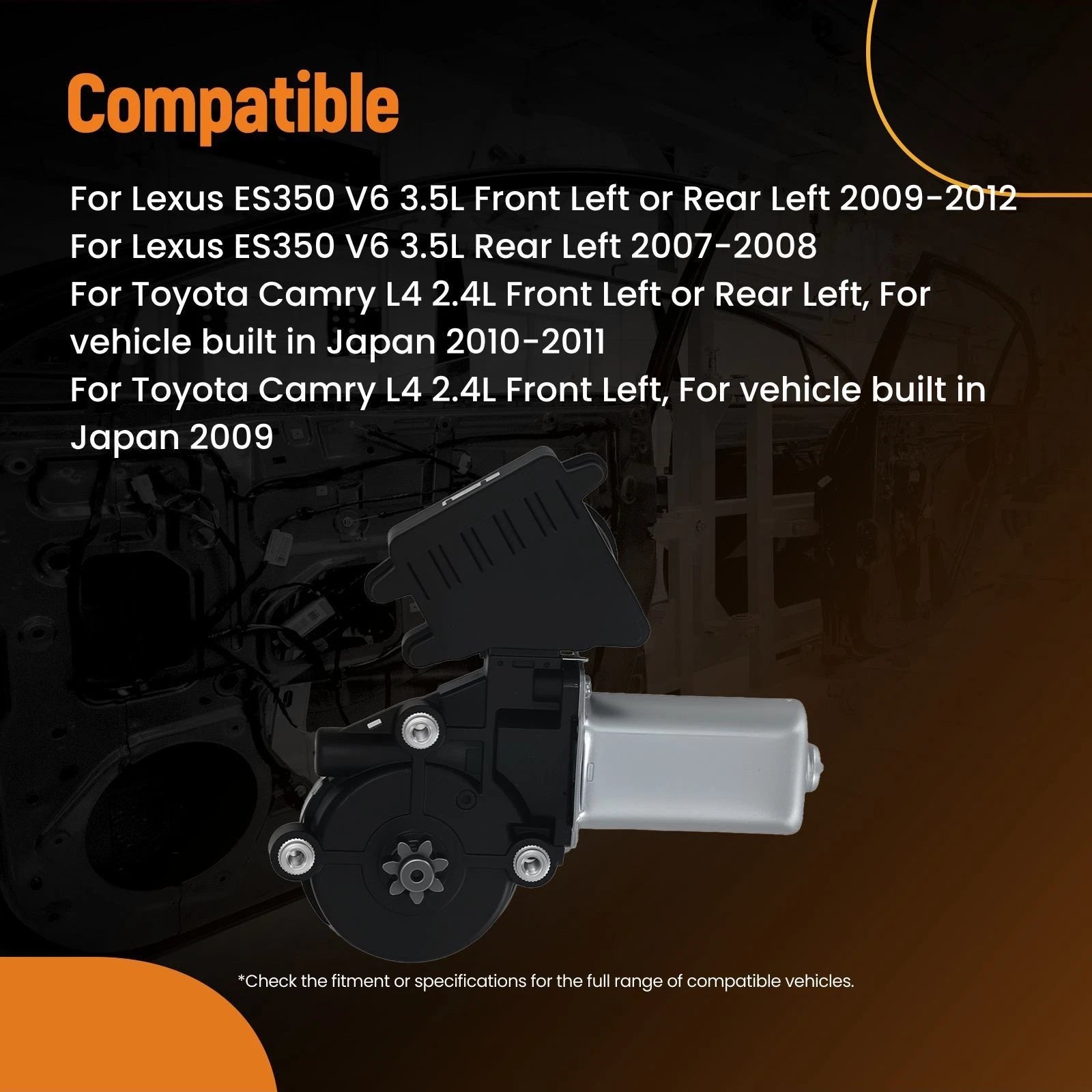 Front Rear Left Window Motor for Toyota Camry (2009–2011) 8572033211