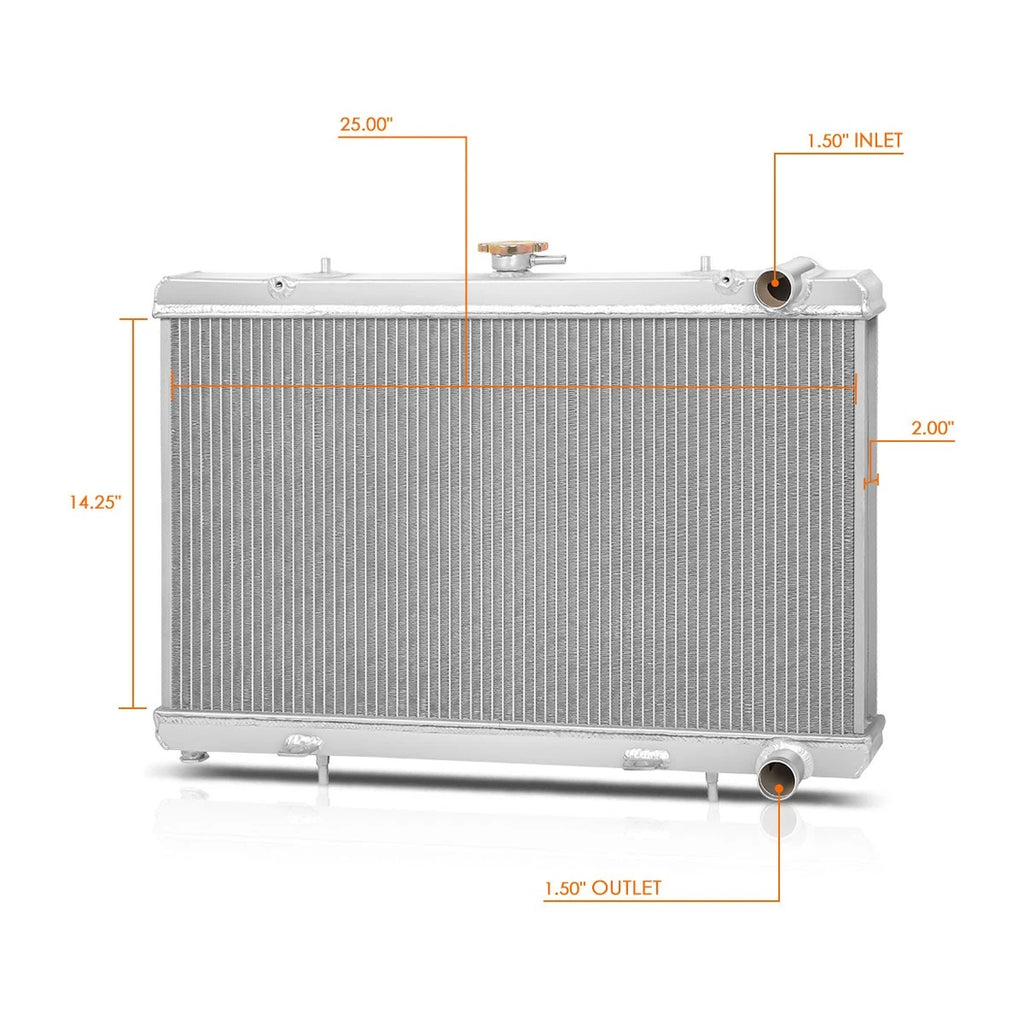 2X Aluminum Core Radiator for Nissan 240SX S13 (1989–1994) KA24/KA24DE
