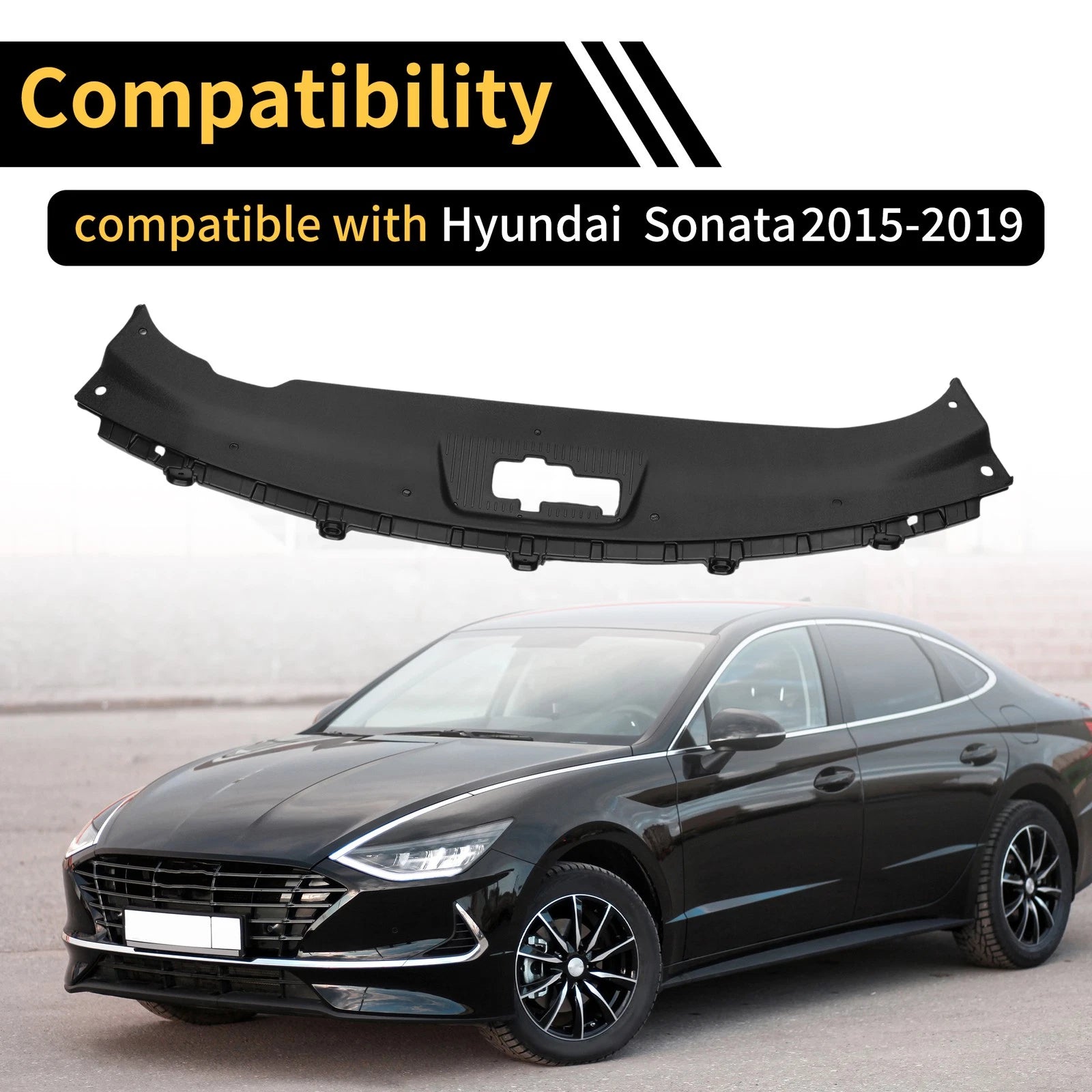 Radiator Support Cover for Hyundai Sonata (2015–2019) No. 86361C1000 ABS Black
