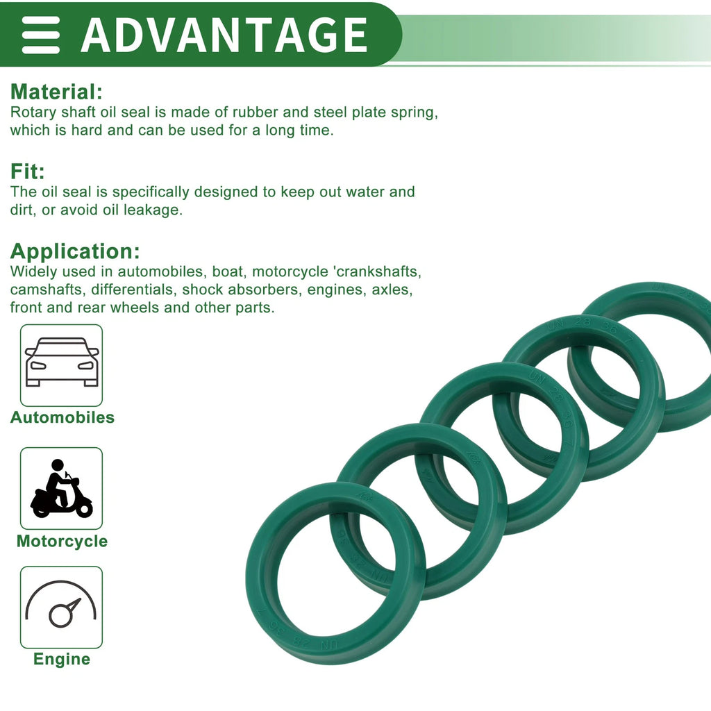 Set of 5 Oil Seal Rotary Shaft Seal 28x36x7mm High Pressure Green