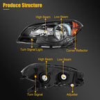 Headlight Assembly Pair for Chevy Malibu (2008–2012) Black Housing