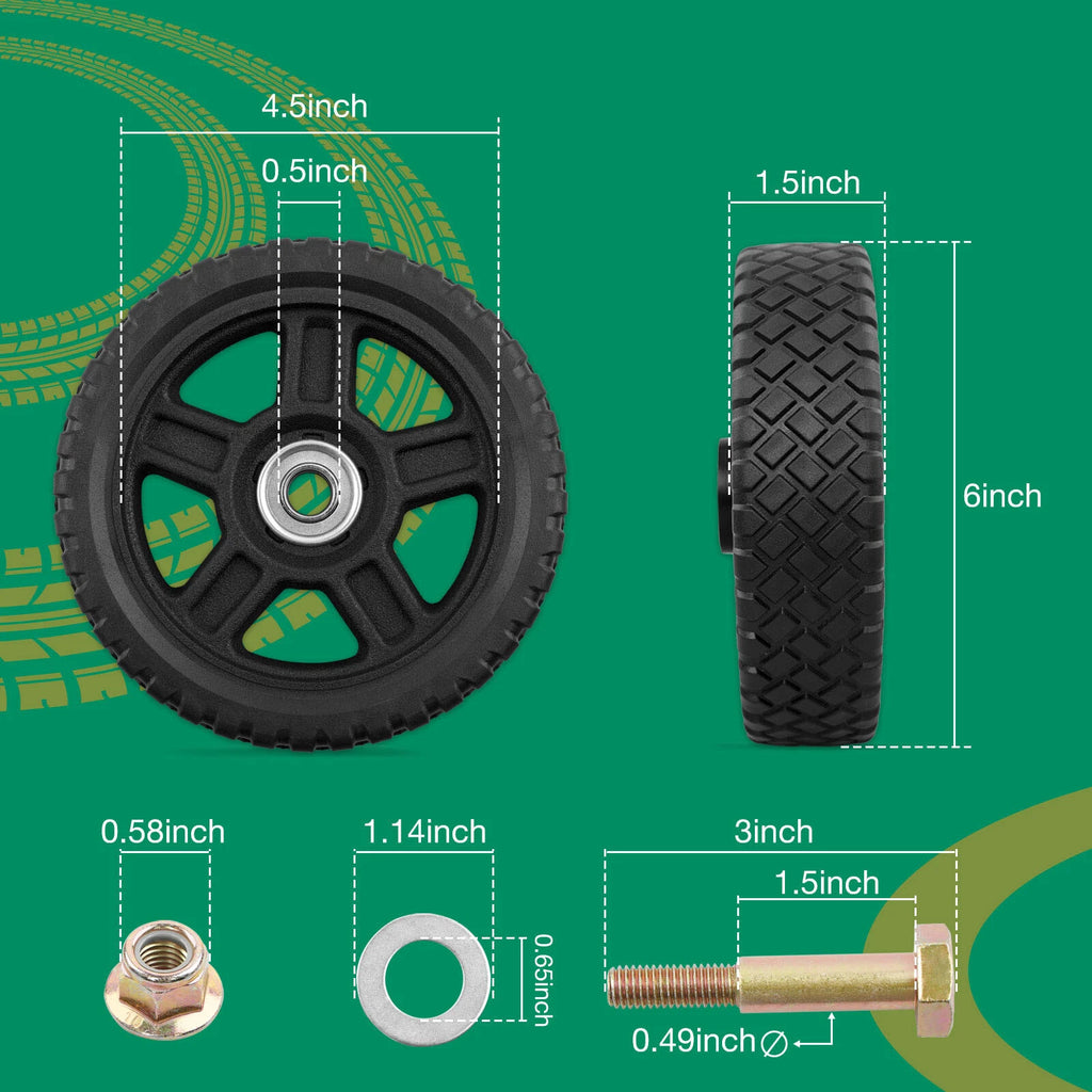 2X 6" Plastic Wheels for Craftsman Mower
