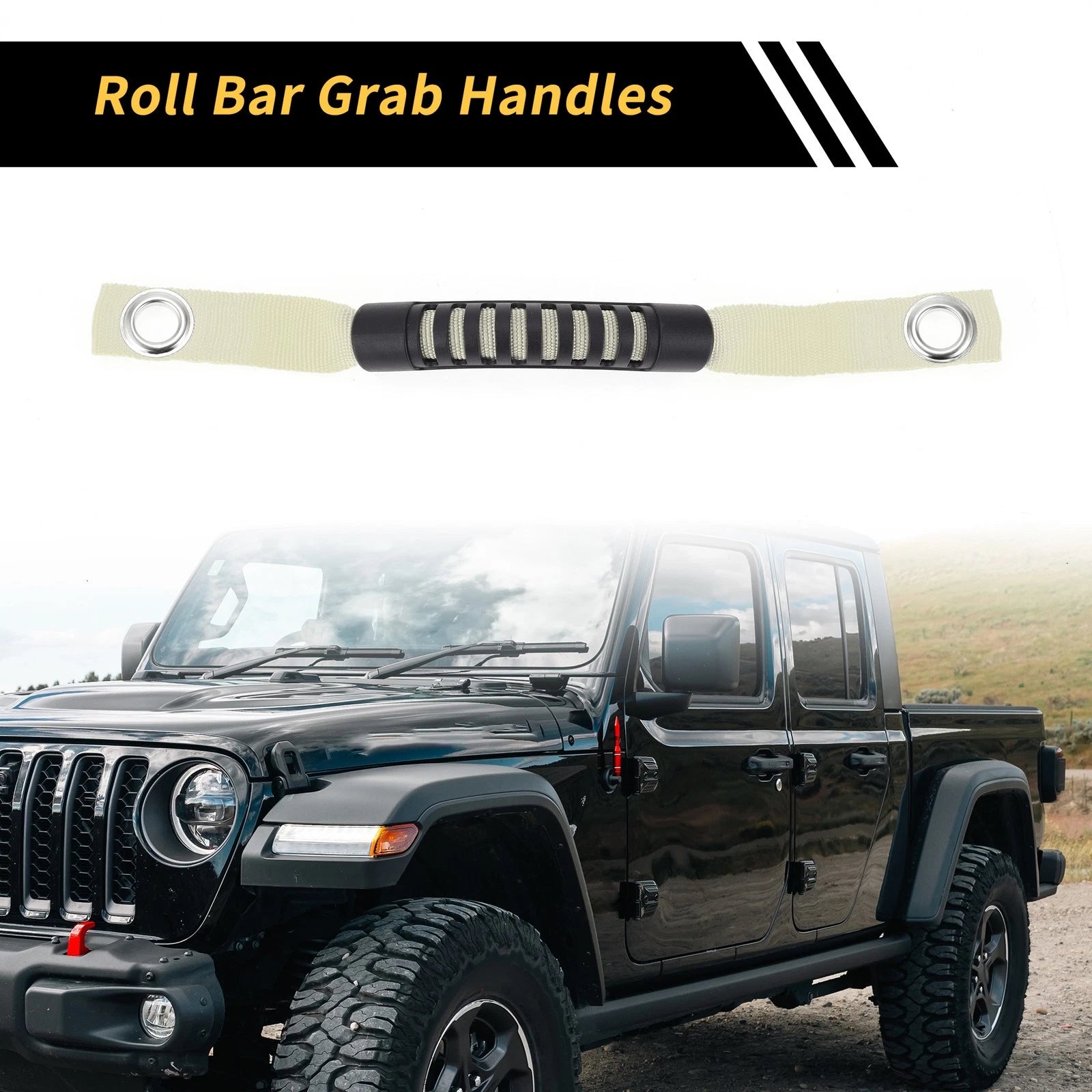 2pcs Roll Bar Grab Handles for Jeep Wrangler (2007–2018) - White