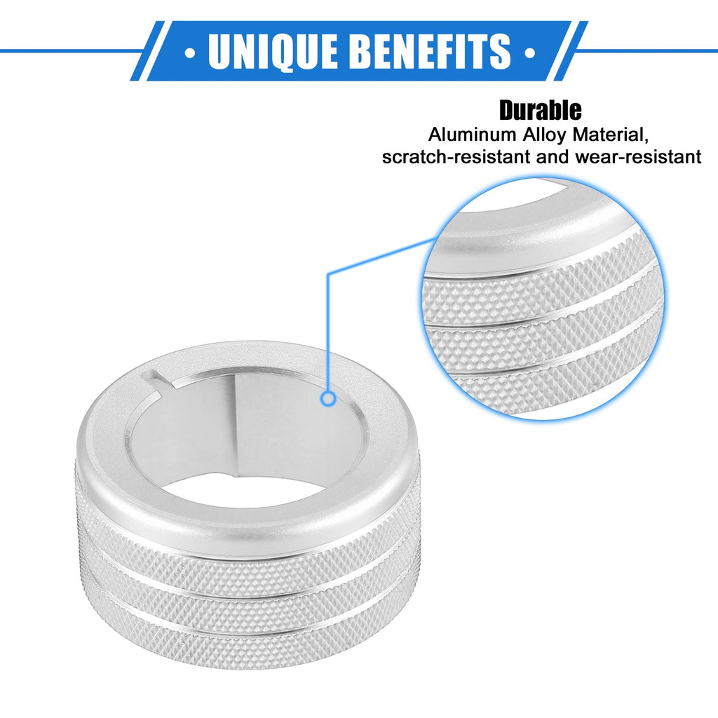 Set of 5 AC Climate Control Knob Rings for Toyota 4Runner (2010–2022) Silver Tone