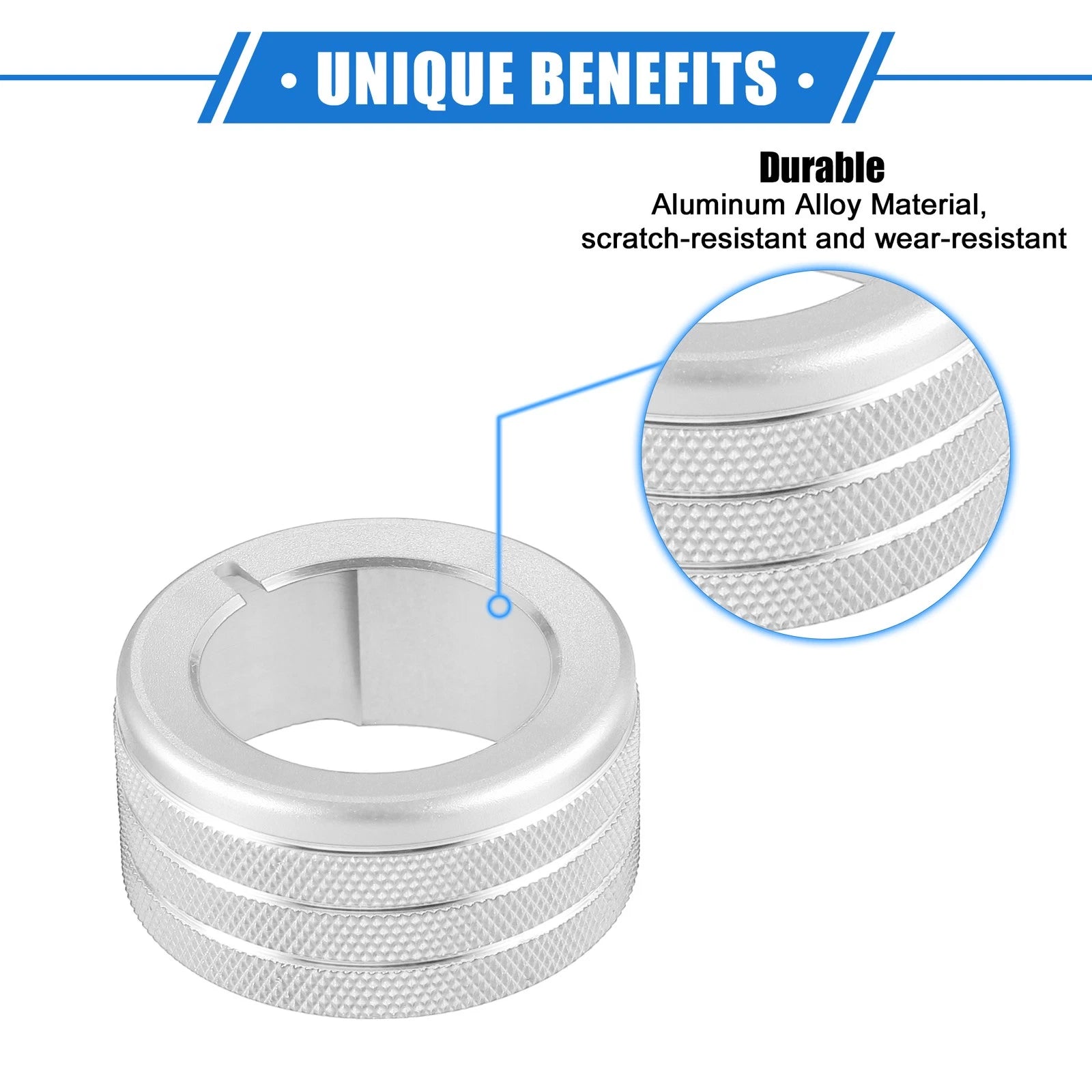 Set of 5 AC Climate Control Knob Rings for Toyota 4Runner (2010–2022) Silver Tone