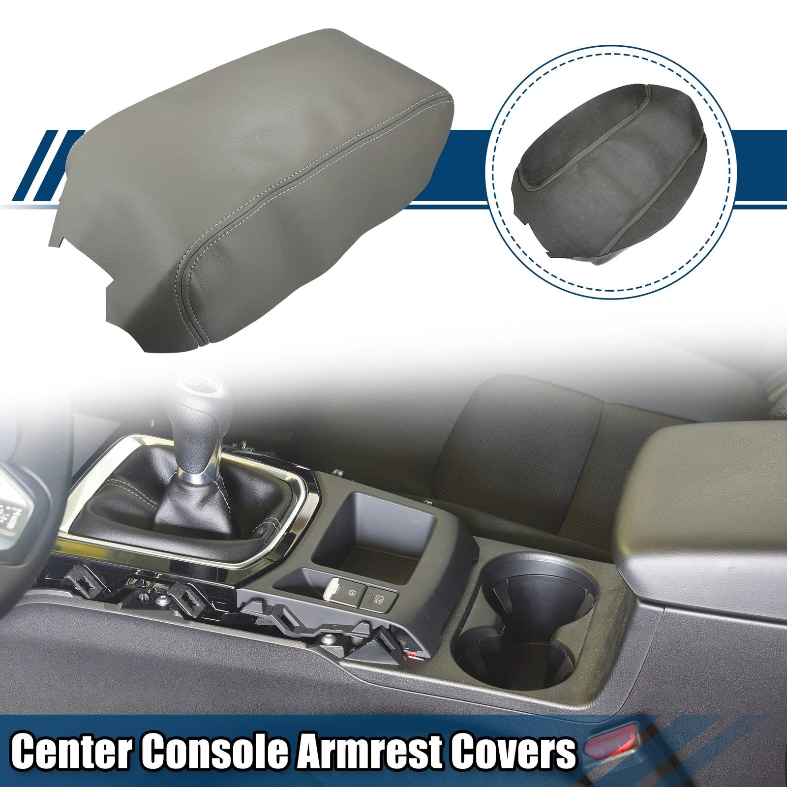 Center Console Armrest Covers for Nissan Maxima (2009–2014) Faux Leather Gray