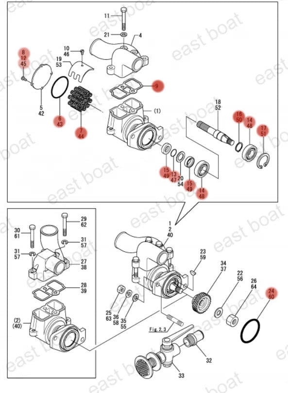 Internal Major Repair Kit for Yanmar 6LP 6LPA (119773-42600)