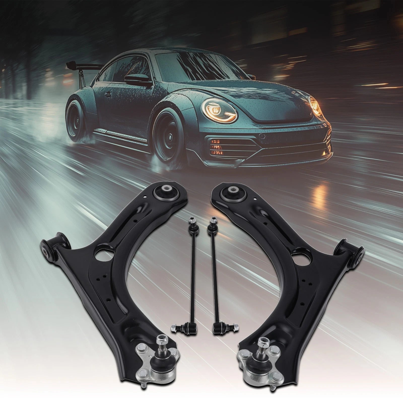 2X Front Lower Control Arms + 2X Sway Bar End Links for Volkswagen Passat Beetle (2012–2016)