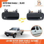 Black Front Exterior Door Handle Pair for Toyota Hilux Ute (88-96)
