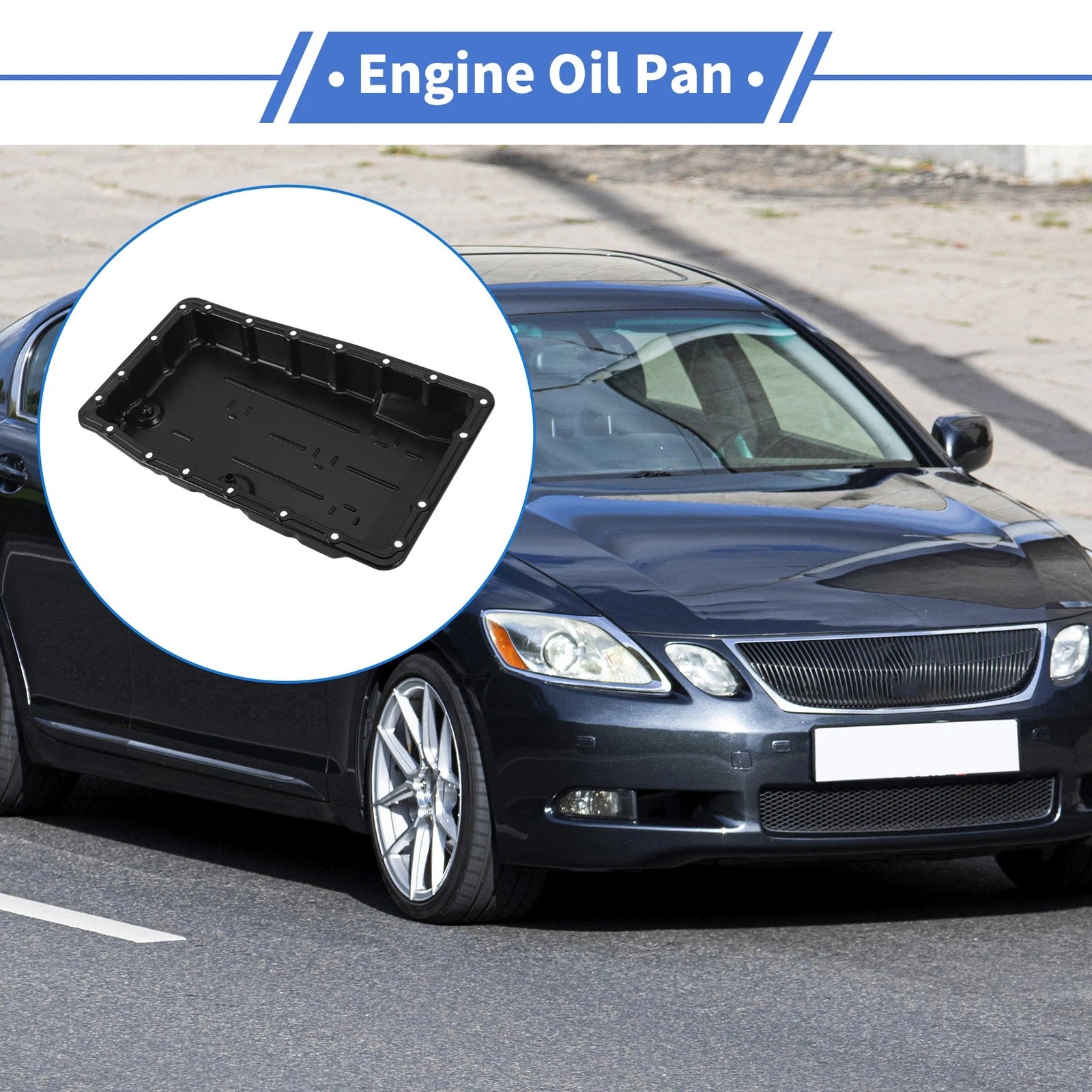1 Pc Engine Oil Pan No.3510650040 for Toyota Lexus GS350 (2007–2011) Steel Black