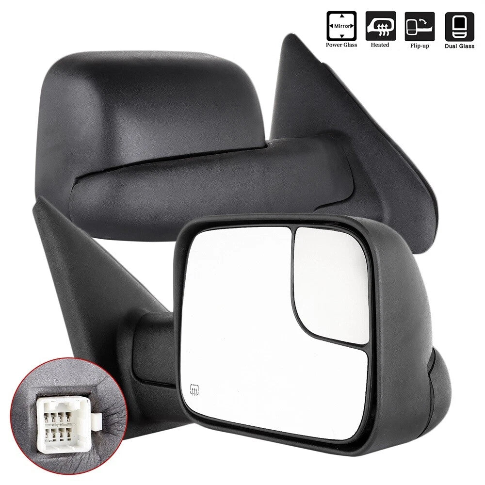 Set of 2 Power Heated Fold-up Towing Mirrors for Dodge RAM 1500 2500 3500 (2002–2009)
