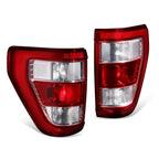 Taillights for Ford F-150 XL (2021–2024) Chrome Housing Red Lens Halogen