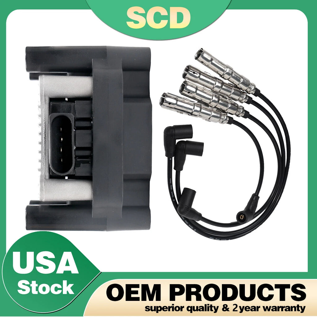 UF277 Ignition Coil & Spark Plug Wires for VW Jetta Beetle Golf (1999–2006)