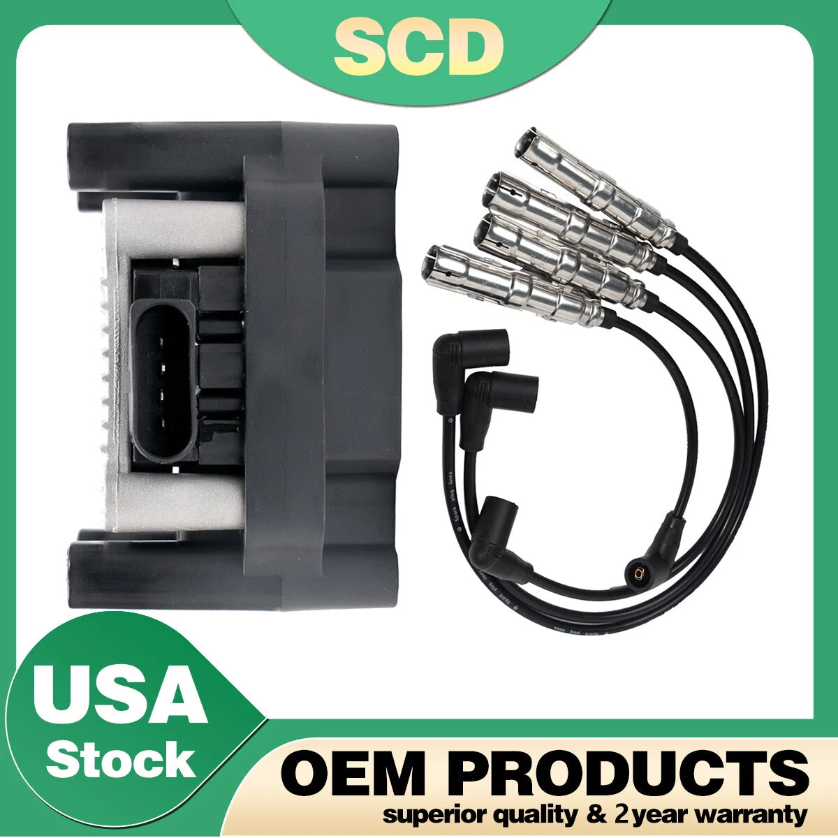 UF277 Ignition Coil & Spark Plug Wires for VW Jetta Beetle Golf (1999–2006)