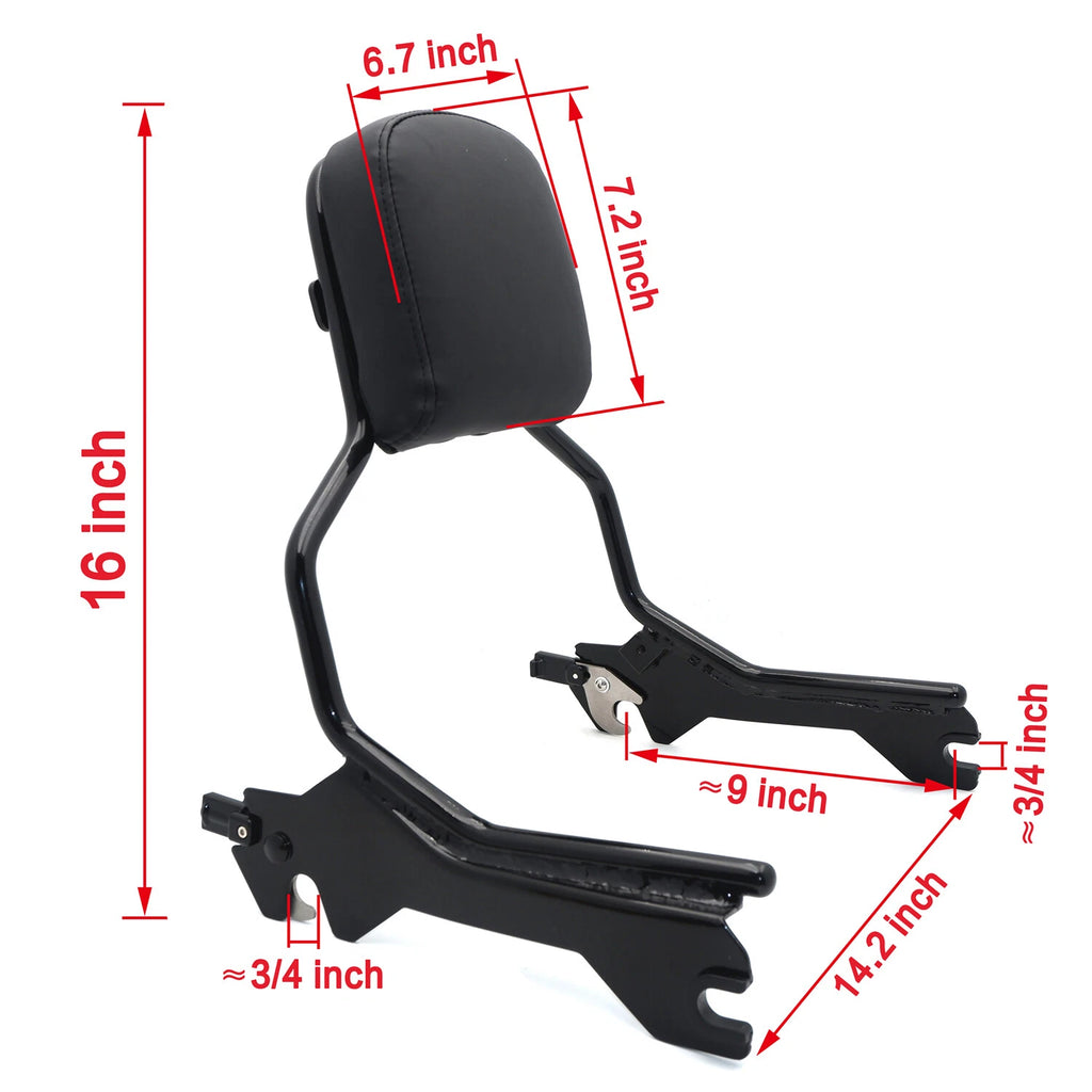 Sissy Bar Backrest Upright Standard Black for Harley FLFB FLF (2018–2020)