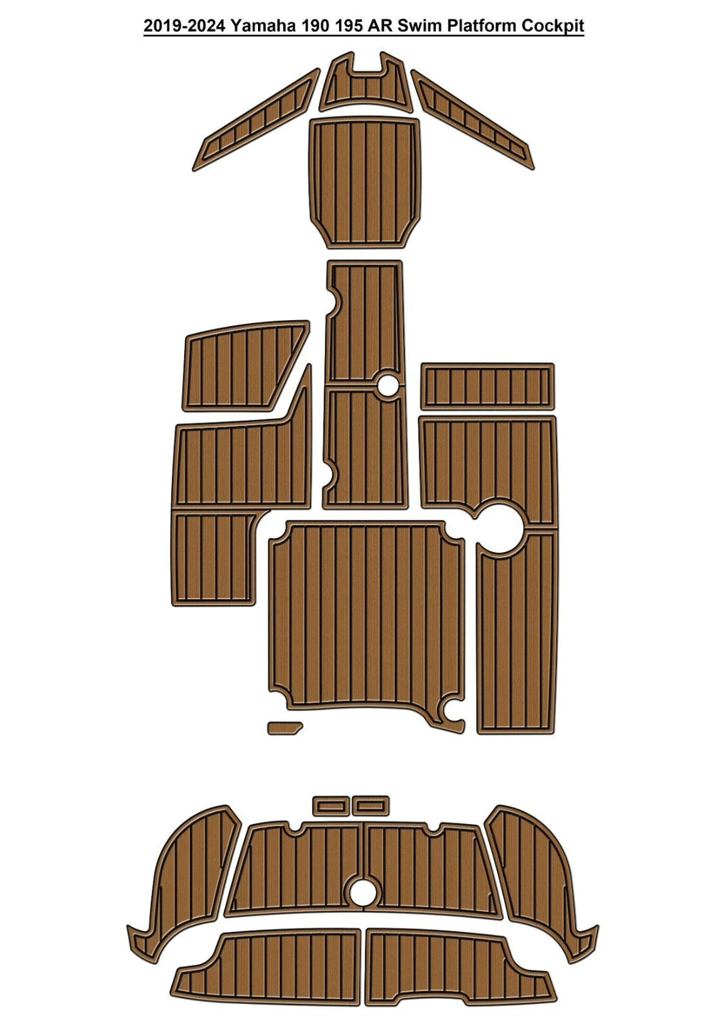 EVA Swim Platform Cockpit Pad for Yamaha 190 195 (2019–2024) FauxTeak Floor Mat