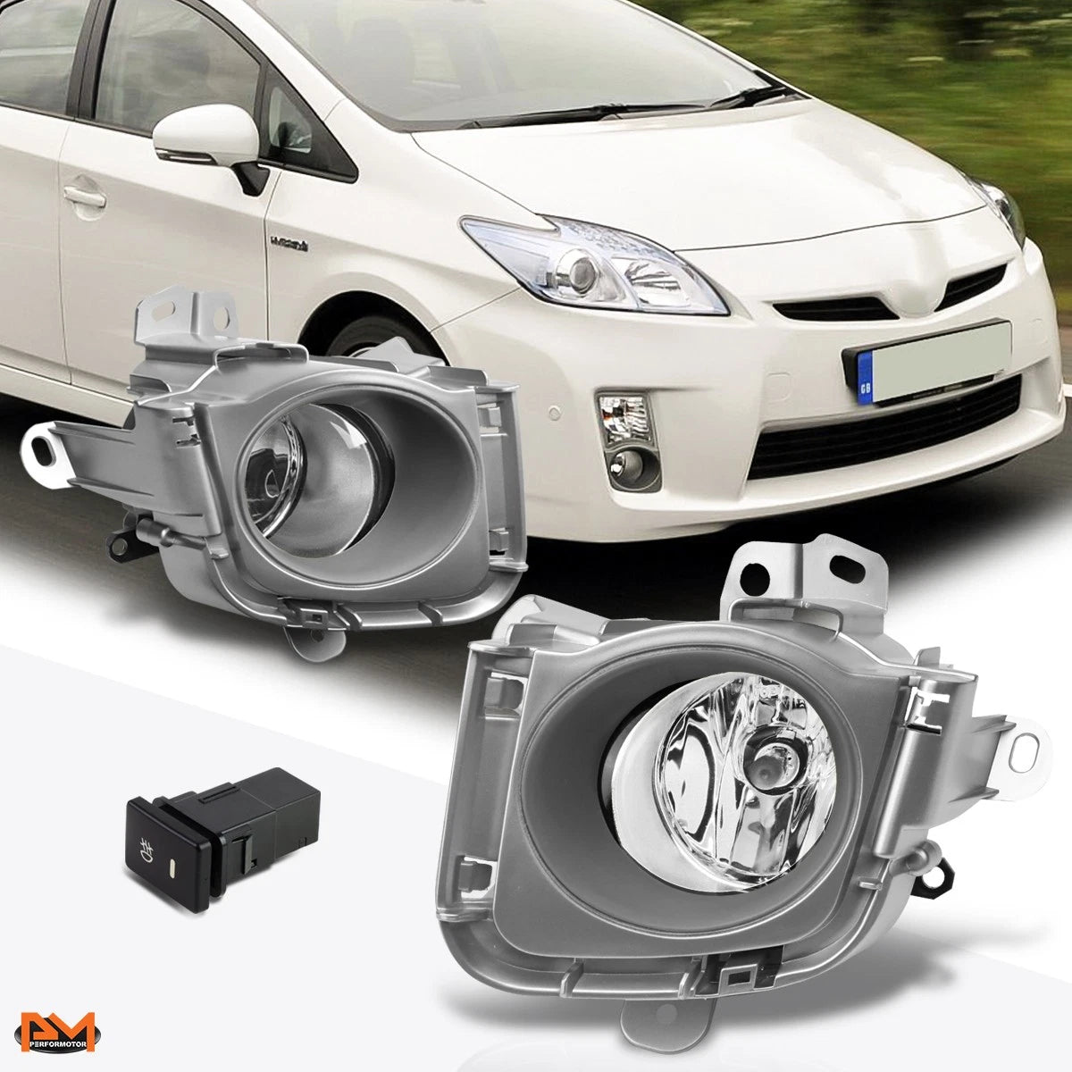 Clear Lens Front Bumper Fog Lights for Toyota Prius (2010–2012)